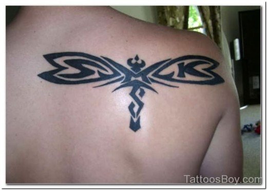Tribal Dragonfly Tattoo On Back-Tb1292