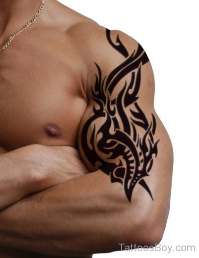 Tribal Flame Tattoo On Bicep-TB1101
