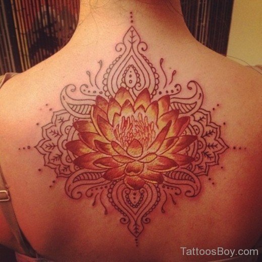 Tribal Lotus Tattoo On Back-TB1115
