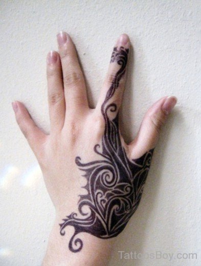 Tribal Tattoo Design On Hand-TB1089