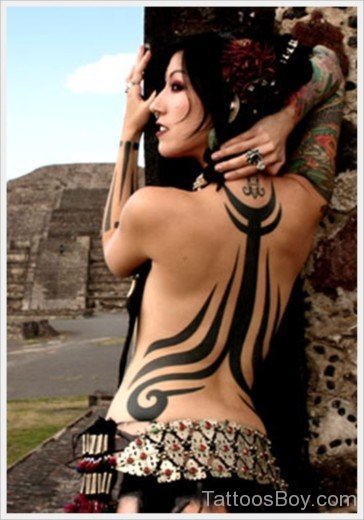Tribal Tattoo On Back-TB112