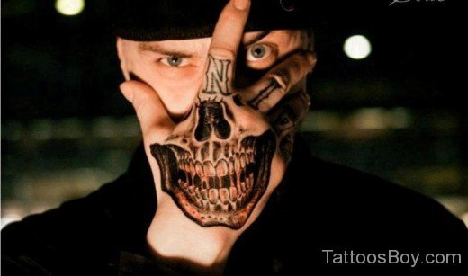 Unique Skull Tattoo On Hand-TB1092
