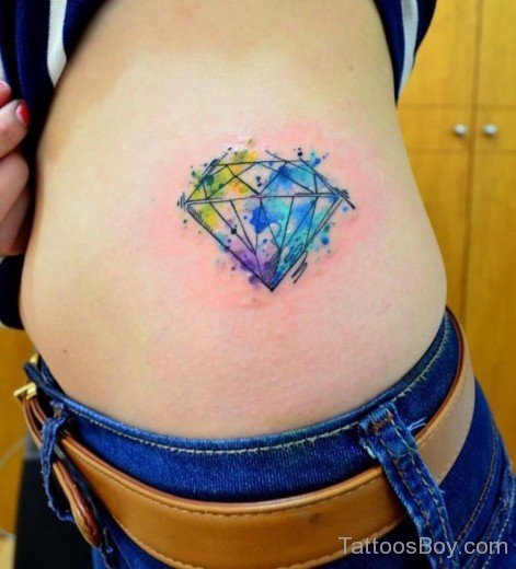 Watercolor Diamond Tattoo On Rib-TB1145