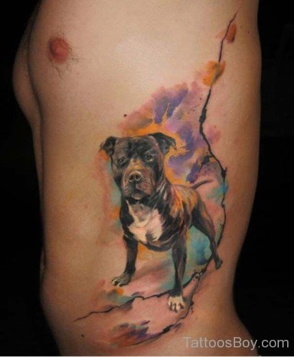 Watercolor Dog Tattoo On Rib-TB1115