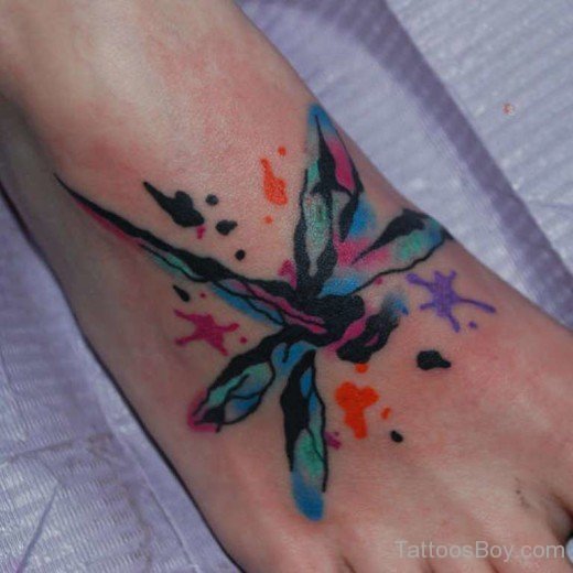 Watercolor Dragonfly Tattoo On foot-Tb1297