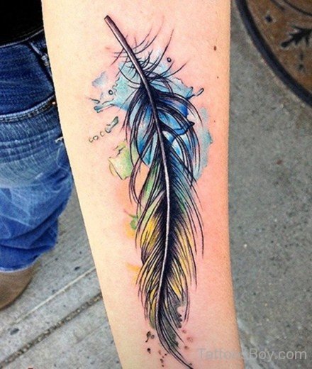 Watercolor Feather Tattoo-TB1097