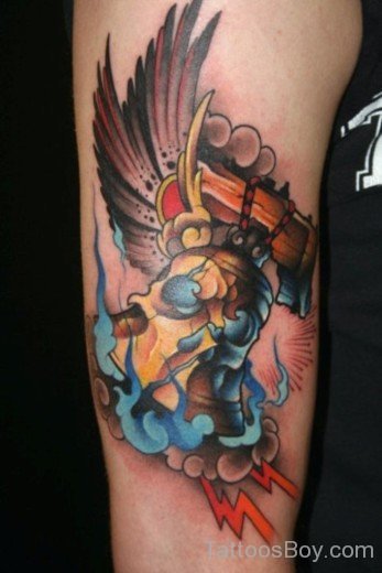 Winged Bell And Blue Flame Tattoo-TB1107