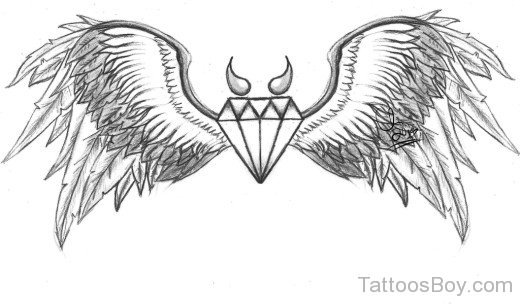 Wings And Diamond Tattoo Design-TB1147