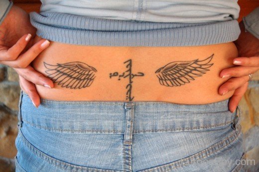 Wings Tattoo Design On Lower Back-TB191