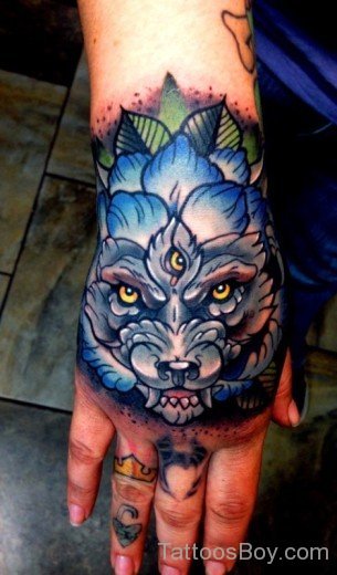 Wolf tattoo Design On Hand-TB1095