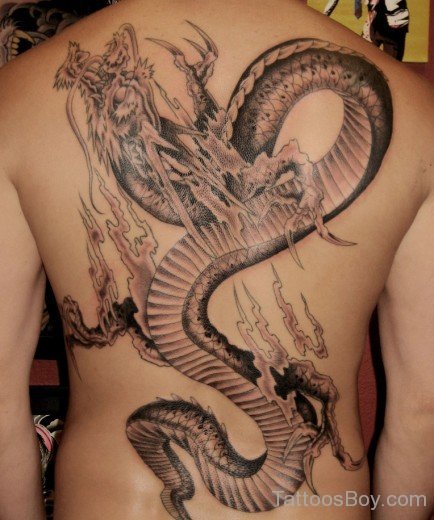 Wonderful Dragon Tattoo On Full Back-TB0155