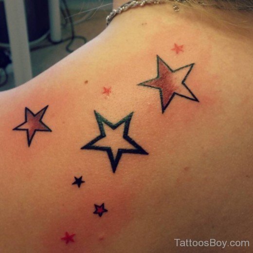 Wonderful Star Tattoo On Back-Tb157
