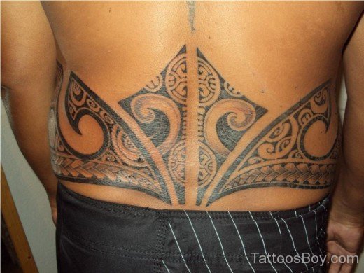 Wonderful Tribal Tattoo On Lower Back-TB195