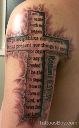 Wording And Cross Tattoo-TB1139