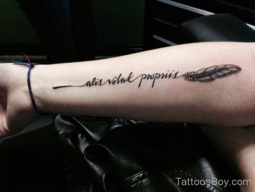 Wording And Feather Tattoo design-TB1099