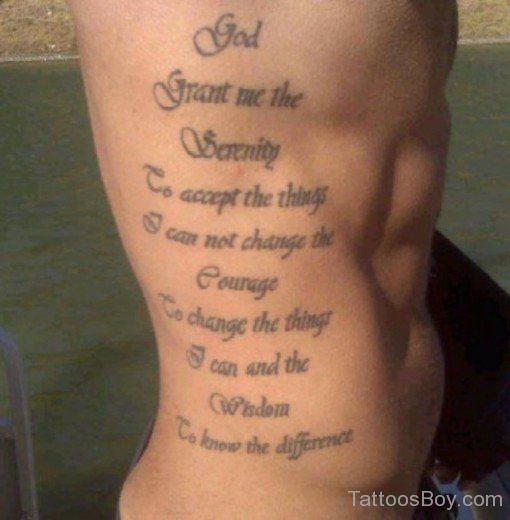 Wording Tattoo Design on Rib-TB1105