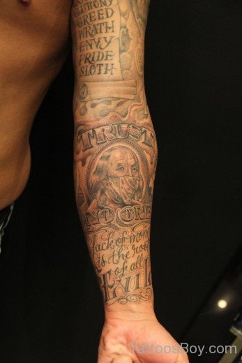 Wording Tattoo On Full Sleeve-Tb1146