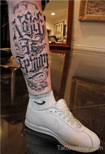 Wording Tattoo On Leg-Tb1147