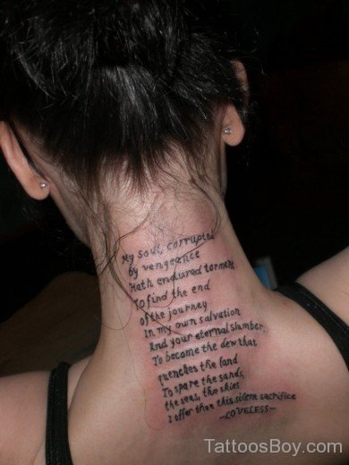 Wording Tattoo On Nape-TB186