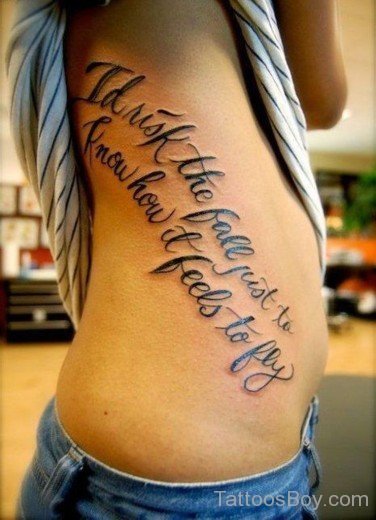 Wording Tattoo On Rib-TB1101