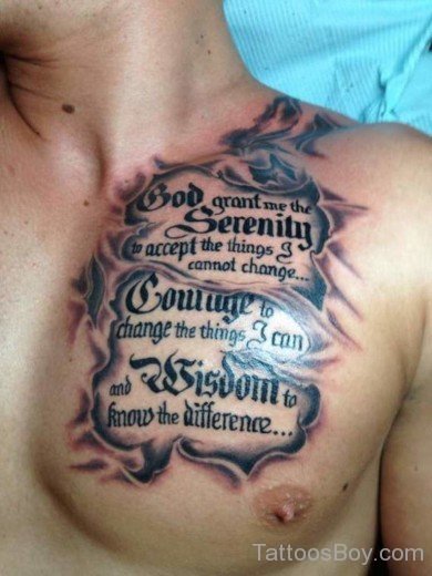 Wording Tattoo On chest-TB175