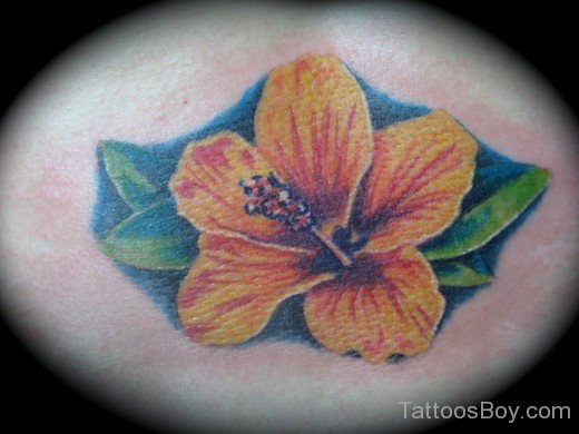Yellow Hibiscus Flower Tattoo Design-TB12151