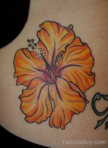 Yellow Hibiscus Flower Tattoo-TB12152