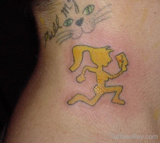 Yellow ICP Tattoo On Neck-TB1247