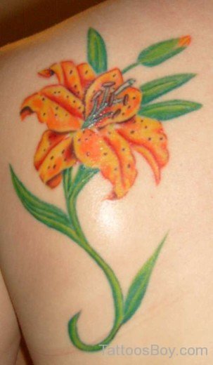 Yellow Lily Flower Tattoo-TB12153