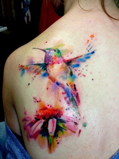 hummingbird tattoo  On Back-TB1083