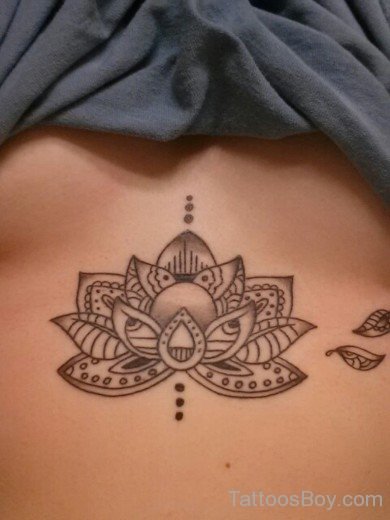 Tribal Lotus Tattoo On Chest-TB1116