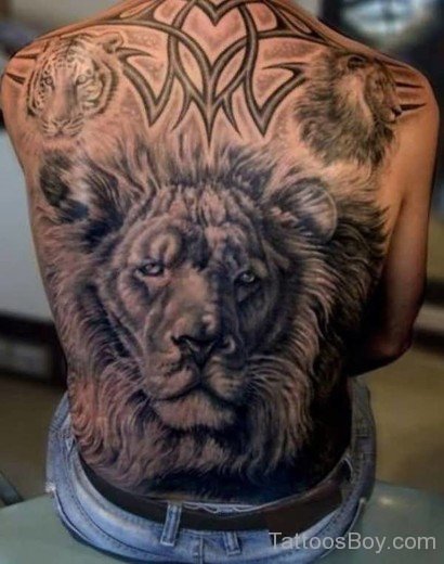 African Lion Tattoo On Full Back-TB1001