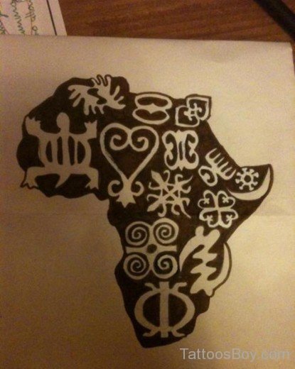 African Map Tattoo design-TB1001