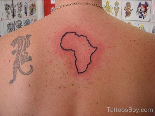 African Outline Map Tattoo On Back-TB1003
