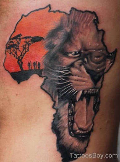 Aggressive Lion Head Tattoo-TB1002