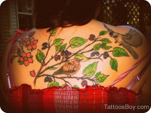 Beautiful  Bird Tattoo On Back-Tb1001
