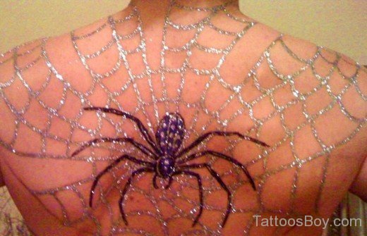 Amazing Glitter Spider And Web Tattoo-TB101