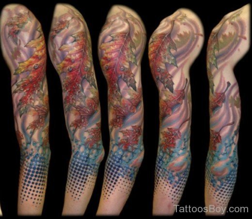 Leaf Tattoo On Full Sleeve-TB1004