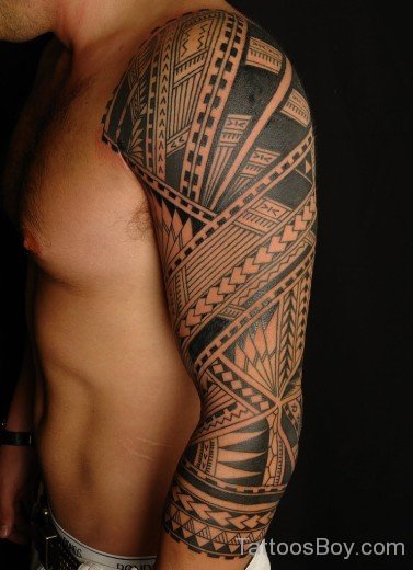 Amazing Maori Tribal Tattoo On Full Sleeve-TB1003