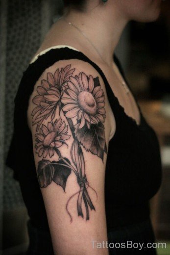 Amazing Sunflower Tattoo On Shoulder-TB1202