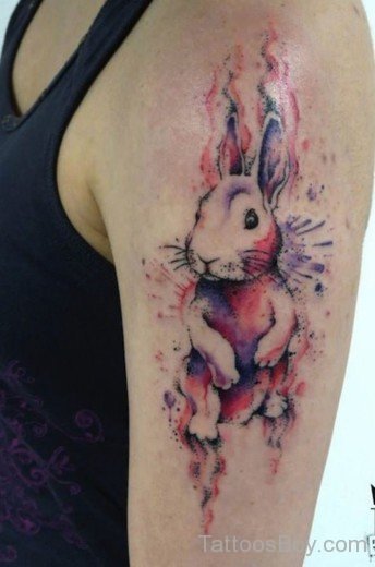 Amazing Watercolor Rabbit Tattoo-TB104