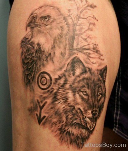 Amazing Wolf And Eagle Tattoo-TB104