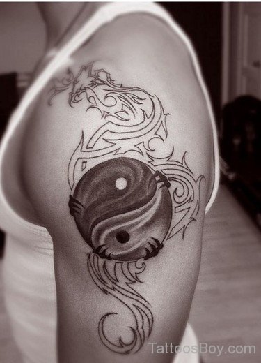 Stylish Yin Yang Tattoo On Half Sleeve-TB1205