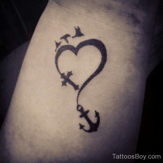 Anchor And Love Tattoo