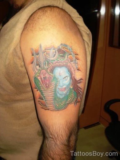 Angry Shiva Tattoo On Shoulder-TB104