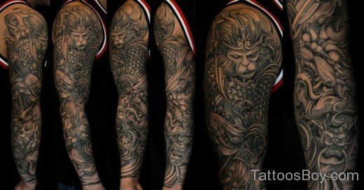 Asian Monkey Tattoo On Full Sleeve-TB1008