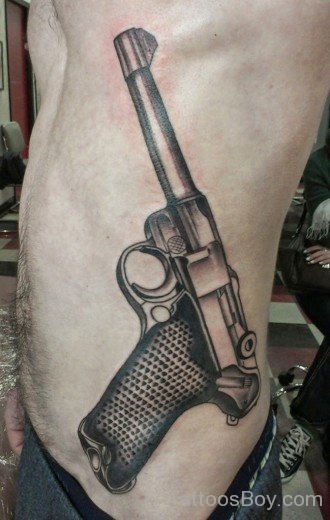 Attractive Gun Tattoo On Waist-TB1006