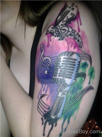 Attractive Music Tattoo On Half Sleeve- TB1005