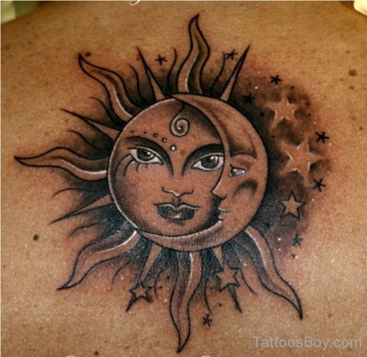 Attractive Sun and Moon Tattoo-TB1004