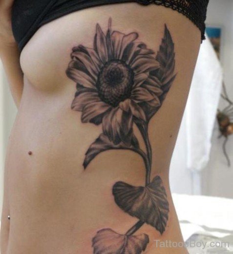 Sunflower Tattoo On Rib-TB1205